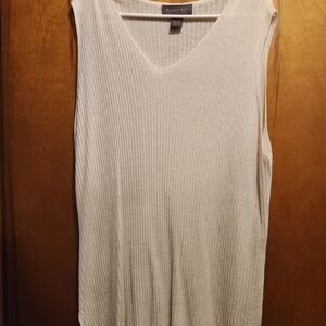Lane Bryant Cream Ribbed Sleeveless Tank Top